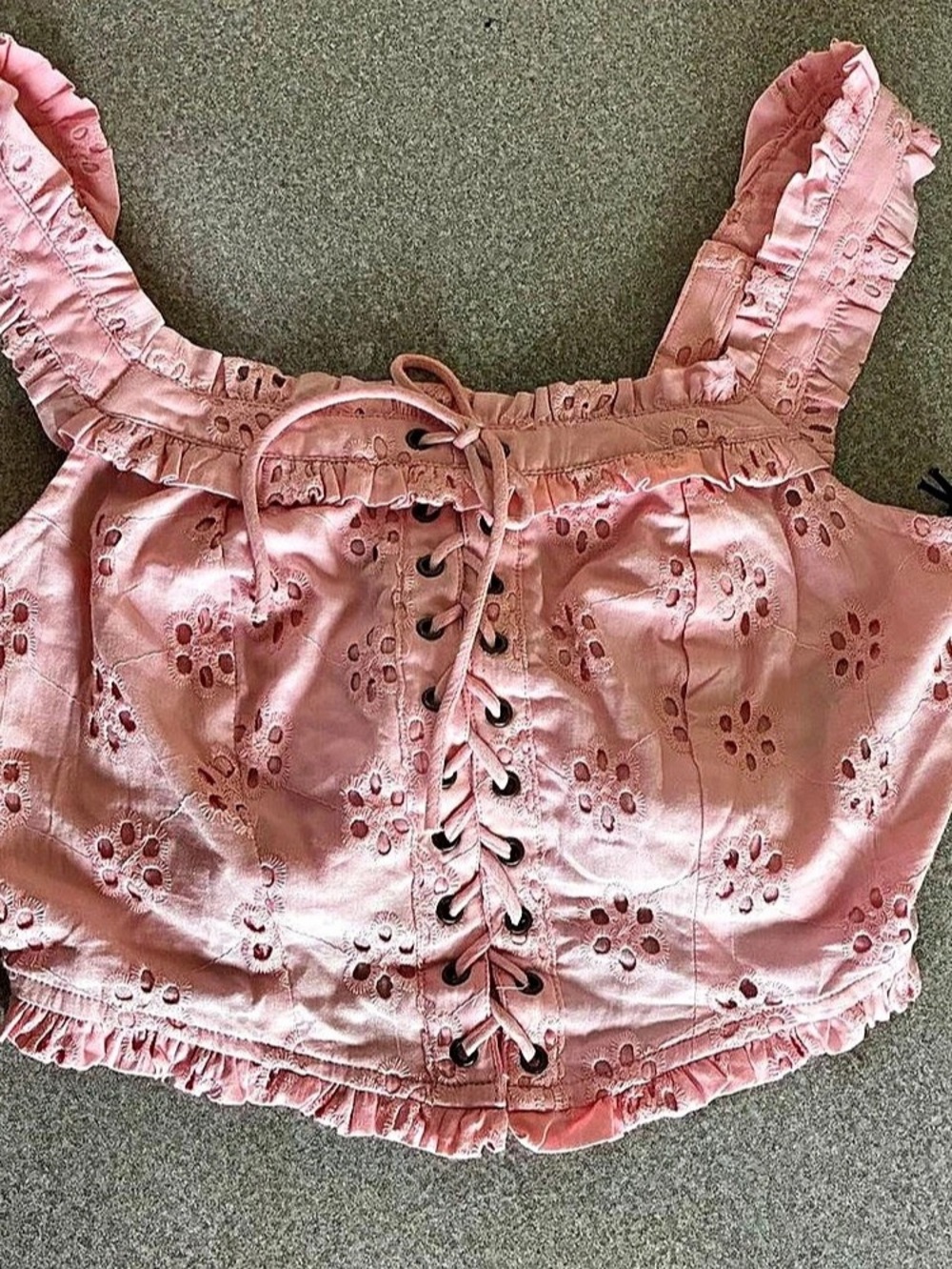 Rock & Roll Denim Pink Cotton Crop Top Size Small NWT